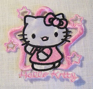 ÉCUSSON PATCH BRODÉ thermocollant - CHAT KITTY ÉTOILE - 7 X 7 cm - Picture 1 of 1