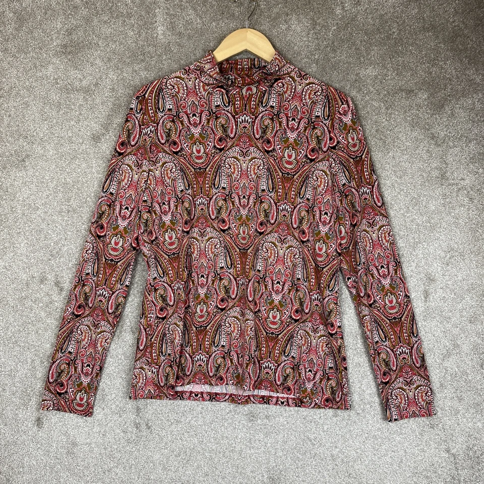 Camisa Tahari Mujer Extra Grande Roja Cachemira Manga Larga Pullover Elastizado - 4057 Foto 1 de 4