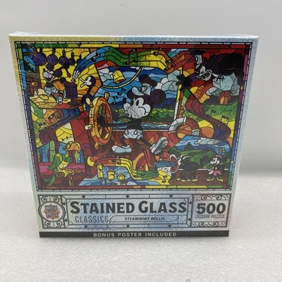 MasterPieces Stained Glass Classics Jigsaw Puzzle Steamboat Willie NIB - Image 1 of 2