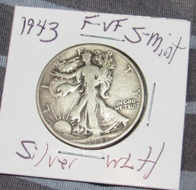 F-VF Silver 1943 s San Francisco Mint Silver Walking Liberty Half Dollar 1/2 WLH - Image 1 of 4