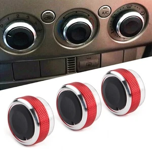 3x Air Conditioner Switch Knob Button Fit Ford Focus MK2 MK3 Mondeo C/S-max Red - Picture 1 of 12