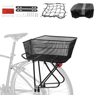 Portabicicletas Trasero, con Cesta Trasera para Bicicleta, Portabicicletas Traseras de Carga, Se Adapta a Bicicleta de 24"" 26"" Foto 1 de 4
