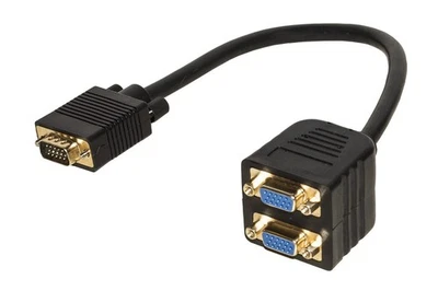 ADATTATORE SPLITTER VGA MASCHIO - 2 PORTE VGA FEMMINA - Immagine 1 di 4