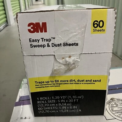 Hojas de barrido y polvo 3M Easy Trap de 5" X 6" x 30 pies rollo blanco caja de 60 quilates 59032 W NUEVO Foto 1 de 4