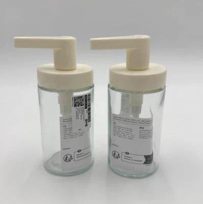 Paquete de 2 dispensadores de jabón Ikea Tackan de amplia apertura para facilitar el llenado de vidrio blanco Foto 1 de 4