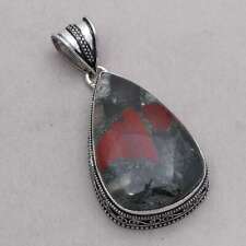 Bloodstone Gemstone Handmade Antique Design Pendant Jewelry 2.6" P-2983