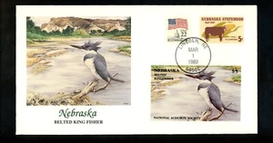 Commemorative Cover Birds National Audubon Society Nebraska NE King Fisher - Picture 1 of 2
