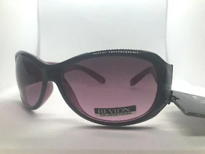 NEW Revlon Womens Black Oval Sunglasses 100% UV protection Trendy RVN 19 Purple - Picture 1 of 4