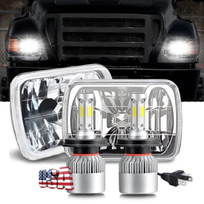 DOT Pair 5x7" 7x6" LED Headlights High/Low H4 for Ford F-650 F-750 2000-2015 - Image 1 of 4