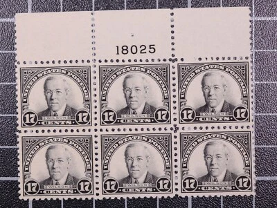 Scott 623 17 Cents Wilson Plate Block Of 6 OG MH Top #18025 SCV $250.00 - Image 1 of 2