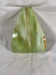 Antique Vintage Green to Amber Stained Slag Glass Lamp Curved Bent Panel Piece - Picture 1 of 3