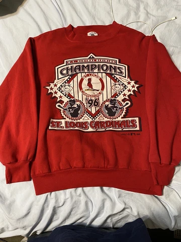 Vintage 1996 St Louis Cardinals NL Division Champions MLB Sweater Red Size L Cover