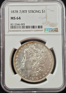 1878 7/8TF STRONG Morgan Dollar MS-64 NGC VIDEO - Picture 1 of 10