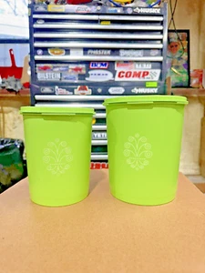 Tupperware 2 Piece Apple Green Nesting Canisters Vintage 1970s Servalier - Picture 1 of 5