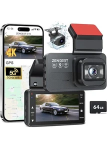 4K Dash Cam Front and Rear, Dash Camera for Cars with 5G Wi-Fi APP GPS Free 64GB - Picture 1 of 7