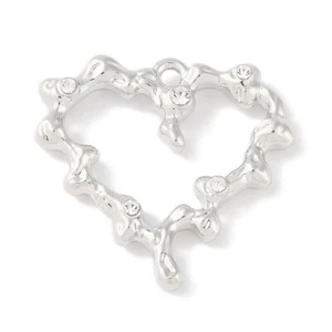 50x Alloy Crystal Hallow Heart Charm Pendants for DIY Jewelry Necklaces Making - Picture 1 of 3