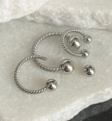 1pc Twisted Rope Style Circular Barbell Horseshoe Septum, Eyebrow, Nipple Ring - Image 1 of 4