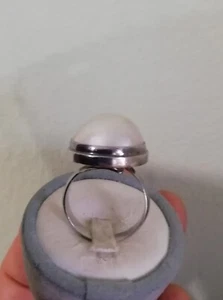 Raffinato Anello in argento 925 con Enorme Perla Mabe - Foto 1 di 18