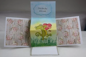 Ausgefallene 3D Karte,Handarbeit, Glückwunschkarte, Gecko, Herz, Liebe - Bild 1 von 3