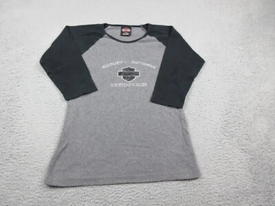 Camisa Harley Davidson Niñas Grande Gris Negra Francia Motocicleta Motociclista Niños Foto 1 de 4
