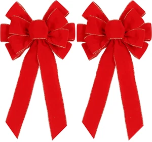 2 Pack Red Christmas Bows Outdoor Decorations,12”X20” Large Christmas Tree To... - Picture 1 of 2