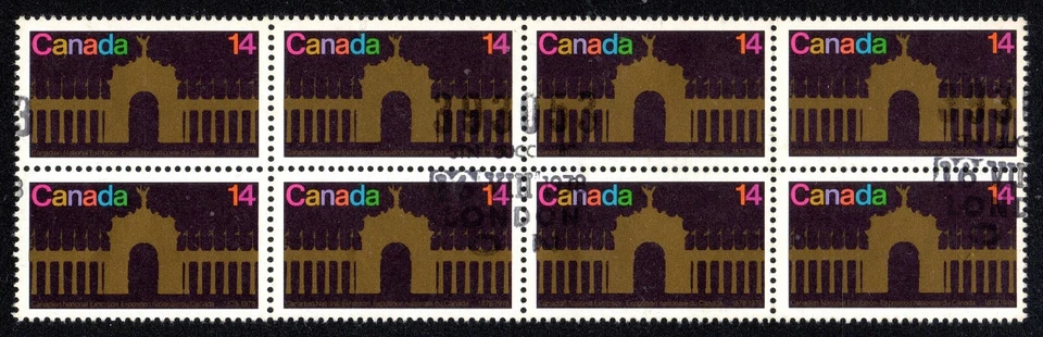 1976-Canada SC#767-C.N.E. Centennial-Block of 8 Stamps Lot #CU410-Used   - Image 1 of 1