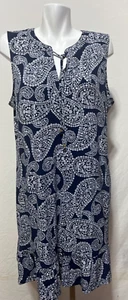 NWT Michael Kors Women Dress XL Navy Blue White Floral Paisley New NWT - Picture 1 of 6