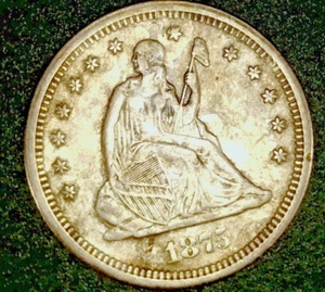 High Grade 1875-S Liberty Seated Quarter - Picture 1 of 16