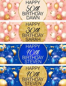 PERSONALISED BIRTHDAY PARTY BANNERS  18th 21st 30th 40th 50th 60th 70th Birthday
