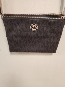 MICHAEL KORS Signature logo coated canvas small crossbody bag wallet - Brown - Picture 1 of 11