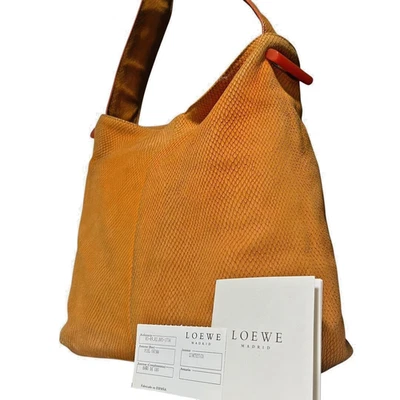LOEWE Tote Shoulder Bag Medium Logo Leather Orange A4 Size Elegant Designer Hand - Image 1 of 4