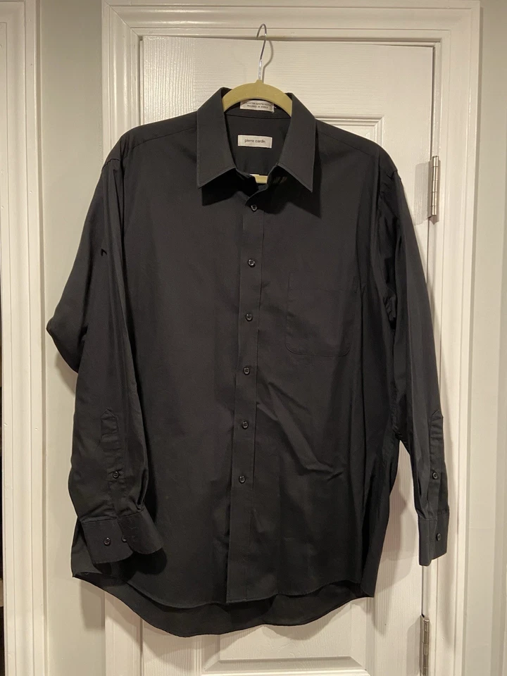 Рубашка на пуговицах мужская Pierre Cardin размер 16 черная хлопковая смесь на заказ - Изображение 1 из 4