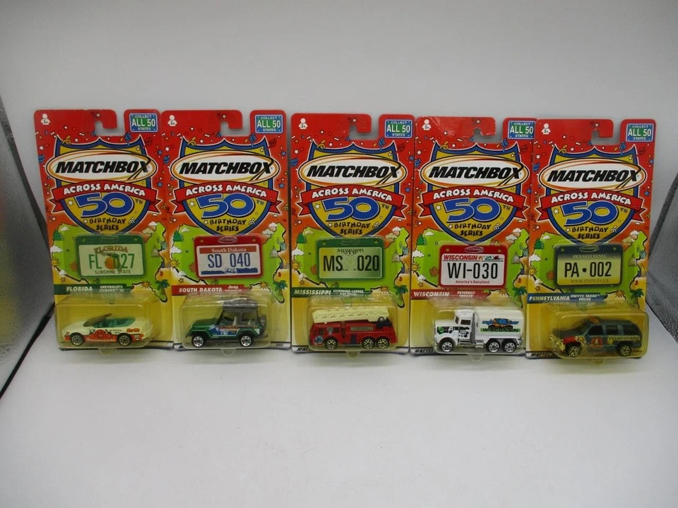 MATCHBOX ACROSS AMERICA 50TH BIRTHDAY SERIES LOT OF 5 NEW 2001 MATTEL - Image 1 of 1