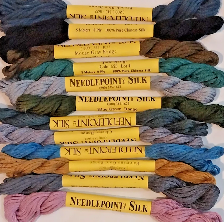 Lote (12) de Needlepoint Inc. 8 hebras hilo dental de seda punta de aguja/punto de cruz Foto 1 de 1