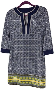 Cabana Life Embroidered Blue Mosaic Shift Dress XS UPF 50 Swim Cover Up Talbots - Picture 1 of 13