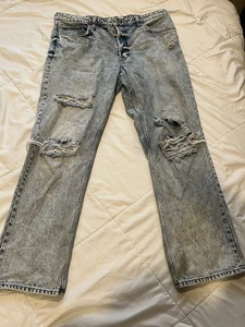 Seltene Acid Wash Distressed H&M Größe 14 & Denim 90’s Boyfriend Jeans 28 Länge - Bild 1 von 5