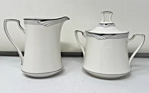 NORITAKE STERLING COVE CREAMER SUGAR W/LID SET # 7720 EXCELLENT AND RARE - Picture 1 of 11