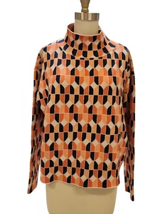 Anthropologie Maeve Pullover mit Stehkragen geometrisches Muster orange, schwarz, weiß... - Bild 1 von 7
