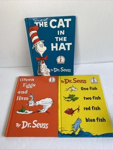 Dr Seuss books Lot Of 3 The Cat In The Hat,Green Eggs And Ham, One Fish Two Fish - Bild 1 von 4
