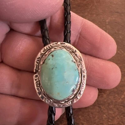 Corbata Nativo Americano Indio Navajo Bolo Verde Turquesa Impresionantes Corbatas Wow Zuni #I Foto 1 de 4