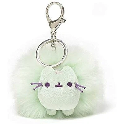 Gund NEW Pusheen GREEN PUSHEEN POM KEYCHAIN Plush Backpack Clip 4-Inch Cat - Image 1 of 4