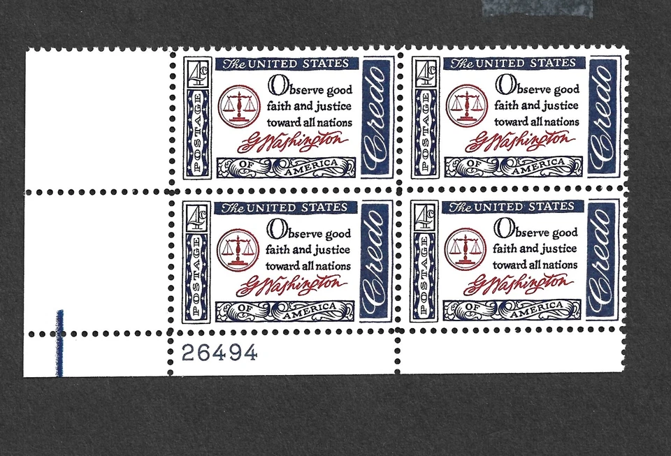 US STAMP 1139 Plate Block 4 CENT blue CREDOS MINT NH OG FREE SHIP - Image 1 of 1