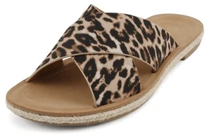 Soda Damen-Sandalen gekreuztes Band Riemen Espadrille Pantoletten PRISM Leopard Gepard - Bild 1 von 5