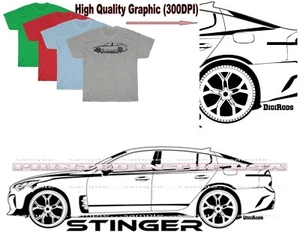 Kia Stinger GT Model Black Outline DigiRods Cartoon Car T Shirt 4 Colors - Picture 1 of 6