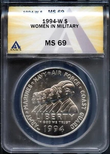 1994-W $1 Women In the Military Dollar MS 69 ANACS 7624909 + Bonus - Picture 1 of 2