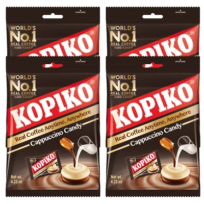 Kopiko Cappuccino Candy 4.23 oz Bag Hard Coffee Candy 4pk by US SELLER - Image 1 of 3