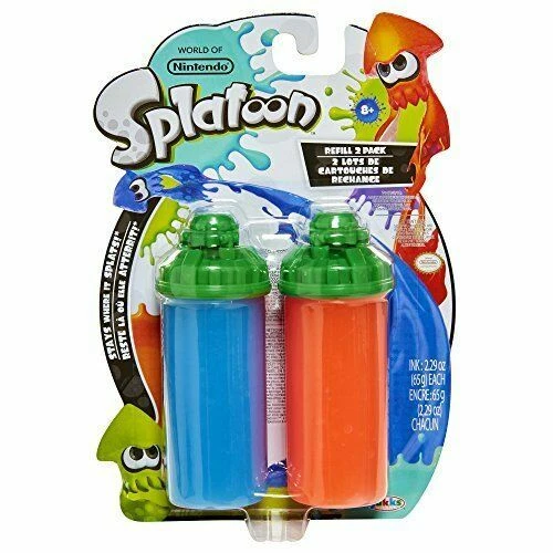 4 World of Nintendo Splatoon Splattershot Refill 2 Pack Blue Orange Green Purple