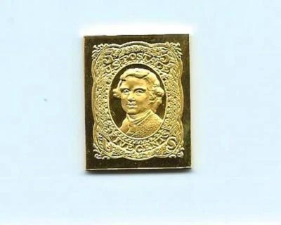 1867 Estados Unidos Jefferson "A" Grill 5¢ selo ouro 24 quilates sobre prata maciça - Imagem 1 de 2