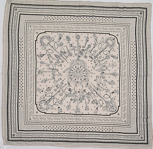 Hermes Shawl Les Clés Bandana Ivory 140 cm scarf cashmere & silk Caty Latham