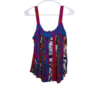 Rose & Olive Blouse Women's Small Floral Round Neck Colorful Sleeveless Shirt - Picture 1 of 8